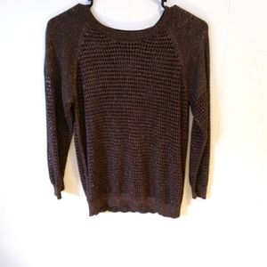 Express Brown/Gold Netted Sweater. Small